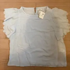 新品　アースミュージック&エコロジー フリル ブラウス サックス