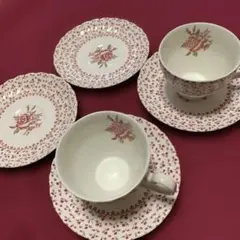 ジョンソンブラザーズ ローズ　ブーケ 赤い花柄のカップ・ソーサーセット