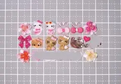 ネイパ　日焼けキティ　ガングロ ピンク系　夏ネイル　ハイビスカス