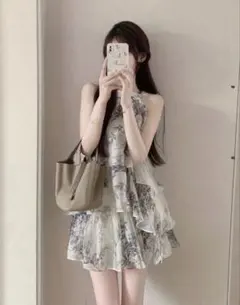 刺繍ドールネックトップス キャバドレス セットアップ SHEIN