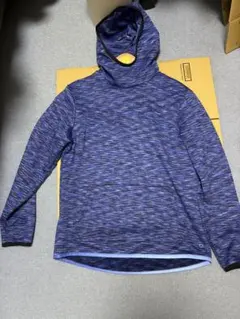 Gapfit ストレッチ性フード付きパーカー 青系マーブル