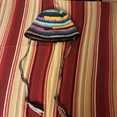 ニット　ハット　マルチカラー　古着　サイズ大きめ