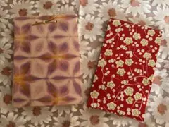 昭和レトロ　花柄和紙メモ帳　ピンク&赤　2冊まとめ売り
