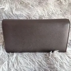 二つ折り長財布 牛革十字紋仕様　本革　ブラウン　茶色 メンズ レザー