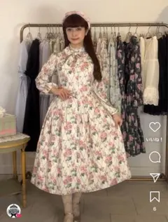 Rose gardenボウタイワンピース　メロディバスケット　アイボリー