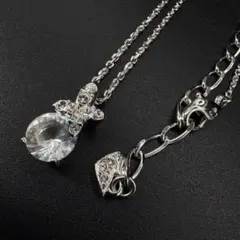 ete ダブルストーン クリスタル シルバー ネックレス silver925 - メルカリ