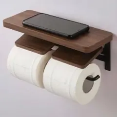 ニトリ 木製棚付トイレットペーパーホルダー(2連 ミドルブラウン CS01)のサムネイル