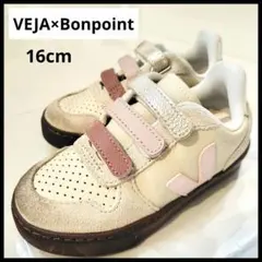 【良品✨特価】VEJA×Bonpoint キッズスニーカー16cm ピンク 子供のサムネイル