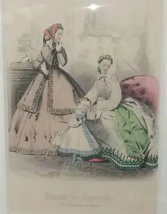 フランスアンティーク☆ファッションプレート（モード画）☆額装