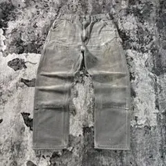 コメ欄セール！ダブルニー グレー くすみ ワーク系 極太美シルエット 良フェード