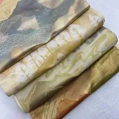 Y6215 袋帯　まとめセット　リメイク用　露芝　山々　木々　金糸