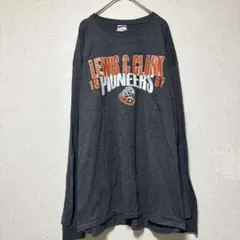 ジャージーズ カットソー クルーネック長袖 カレッジプリント XL 墨黒 綿のサムネイル