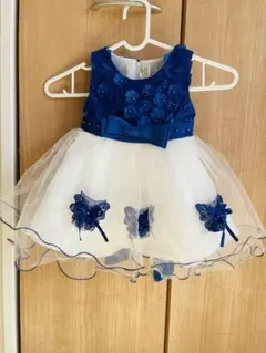 花柄刺繍蝶付きベビードレス 70