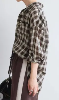 2026　relume シアーチェックシャツ ブラウン