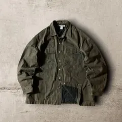 90sアンカーブルー中綿キルティングダックシャツジャケットXLオリーブカーキ古着のサムネイル