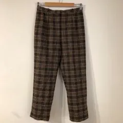 【美品】ワイドパンツ/Lサイズ/ブラウン系　チェック柄