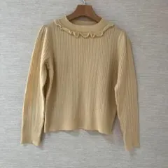 マジェスティックレゴン(M)フリルネックニット　可愛い　薄手　インナー　おしゃれ