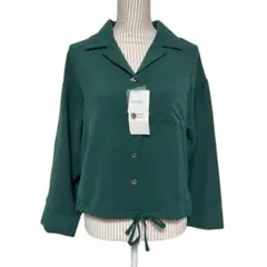 新品 【エレンカーレデュエ】短丈 開襟シャツ ブラウス(M) とろみ 羽織 韓国