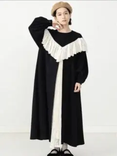 カロリナグレイサー　レースオフショルデザイン　ロングワンピ　美品