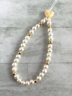 ビーズストラップ スマホストラップ　ストラップ　キーホルダー　パール ⑫