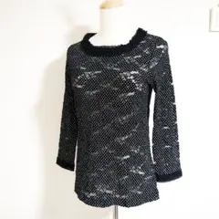 インゲボルグ カットソー レース 花柄 ドット フリル ブラック