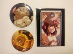 鬼滅の刃　嘴平伊之助　キービジュアル　缶バッジ　ランダムフォトカードA