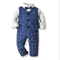 セレモニースーツ 90 ネイビー チェック柄　3点セット