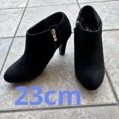【美品】ショートブーツ　7cmヒール　黒　23cm