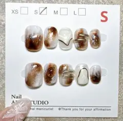 E015 Sサイズ　ハンドメイド　ネイルチップ　ベリーショート