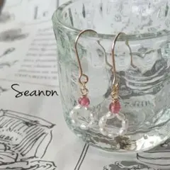 《14kgf》淡水ベビーパール＊ピンクトルマリンピアス