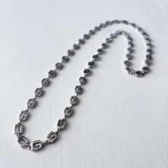 極美品『ジバンシー』Gロゴデザイン ロングネックレス シルバーカラー 80s