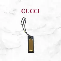 GUCCI グッチ レザー チャーム キーホルダー ブラック ゴールド