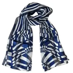 AVON エイボン シルクスカーフ 日本製 幾何学模様 ネイビー×ホワイト