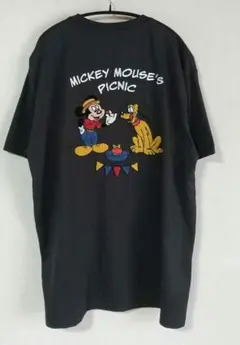 ミッキー プルート サガラ刺繍 ピクニック 半袖 Tシャツ メンズ LL