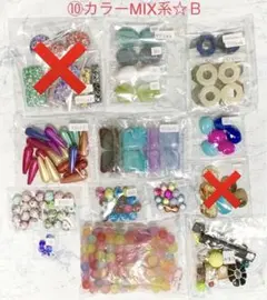 在庫整理、格安出品‼️カラーMIX系Ｂ・アクリル素材他・パーツアソートセット⑩
