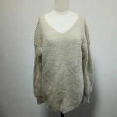 【ドロワットロートレアモン】ニット（M）Vネック モヘヤ混 ラメ 薄手のサムネイル