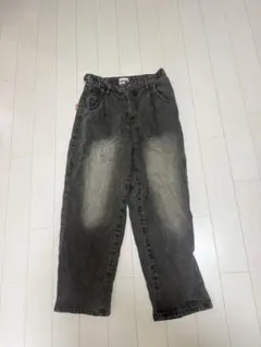 9090 Heisei Logo Wide Tuck Denim Pants