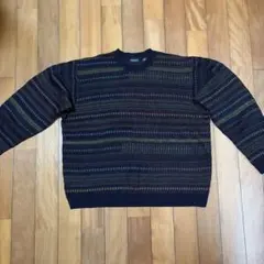 Van Heusen ニットセーター L ネイビー系 古着
