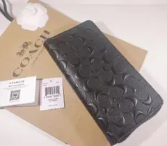 コーチ COACH 長財布  BLK クロスグレイン レザー