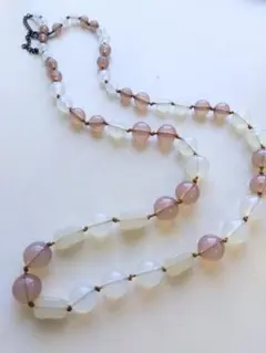桜色スモーキーピンク部分ヴィンテージロングネックレス