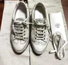 エルメス ホワイト　レザースニーカー　新品替え紐付き　布袋付き7.5 エルメス ホワイト レザースニーカー 新品替え紐付き 布袋付き37.5