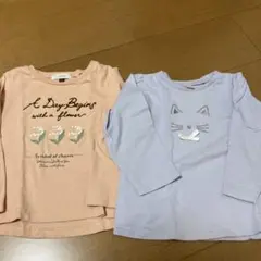 セラフ花柄ロンT、アプレレクール猫ロンTシャツ2枚セット
