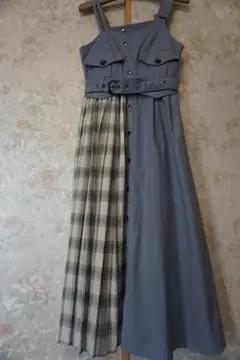 REDYAZELジャンパースカートチェックのプリーツロングワンピース