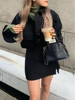 ブラック ノーカラージャケット