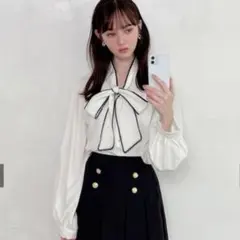 配色レースボウタイブラウス[gn35]