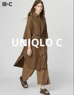 UNIQLO C コットンオーバーサイズシャツワンピース 5分袖 ユニクロシー