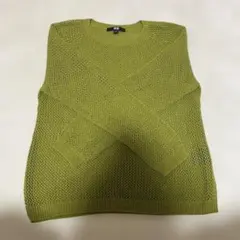 【ほぼ新品】ユニクロ　オリーブグリーン メッシュニット長袖
