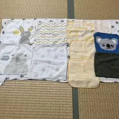 ガーゼタオル 10枚セット ウサギ クマ　タオルハンカチ　ガーゼ　ミニタオル