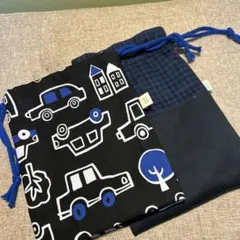 入園入学　ハンドメイド　巾着袋2点セット コップ袋　給食袋　お道具袋などに