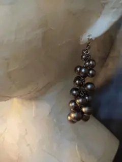 球体 ブラウン パール チェーン ロング ピアスのサムネイル